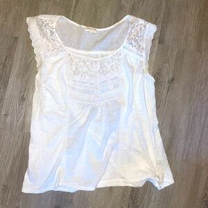 Meadow rue ivory white eyelet lace top